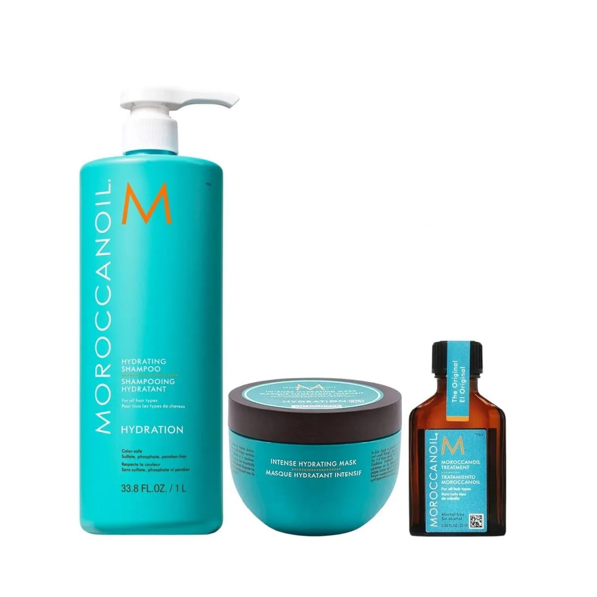 KIT MOROCCANOIL HYDRATING - SHAMPOO 1L + MáSCARA INTENSE HYDRATION 250ML + ÒLEO 25ML