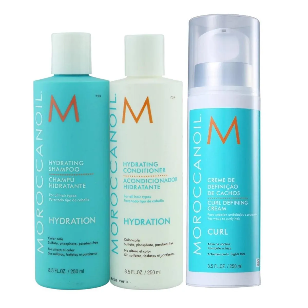 KIT MOROCCANOIL HYDRATING - SHAMPOO 250ML + CONDICIONADOR 250ML + CURL DEFINING 250ML