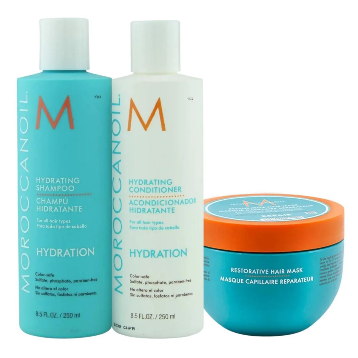 KIT MOROCCANOIL HYDRATING - SHAMPOO 250ML + CONDICIONADOR 250ML + MáSCARA REPAIR 250ML