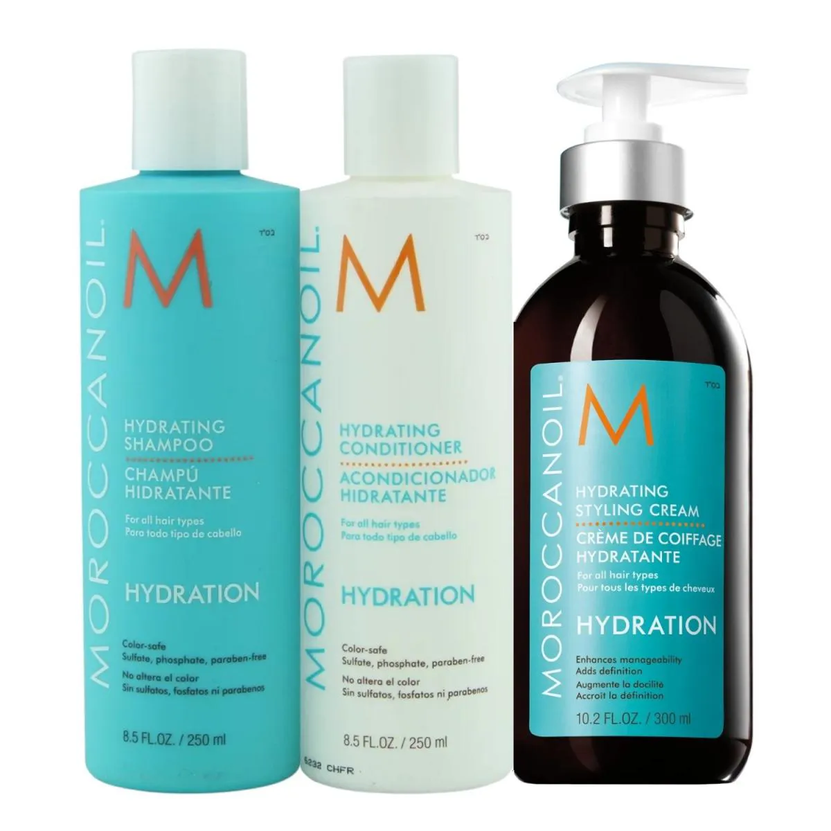KIT MOROCCANOIL HYDRATING - SHAMPOO 250ML + CONDICIONADOR 250ML + STYLING CREAM 300ML