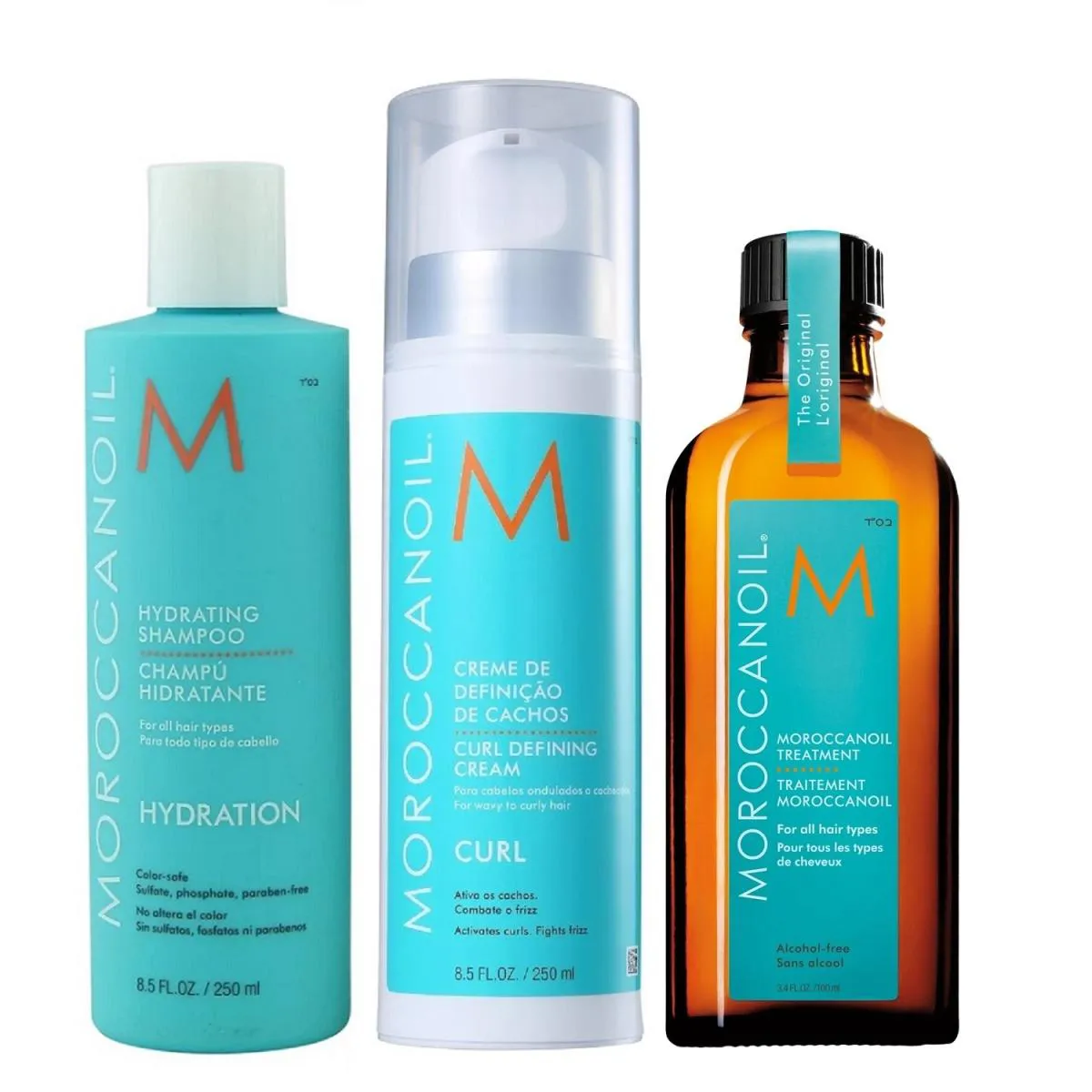 KIT MOROCCANOIL HYDRATING - SHAMPOO 250ML + CURL DEFINING 250ML + ÓLEO 100ML