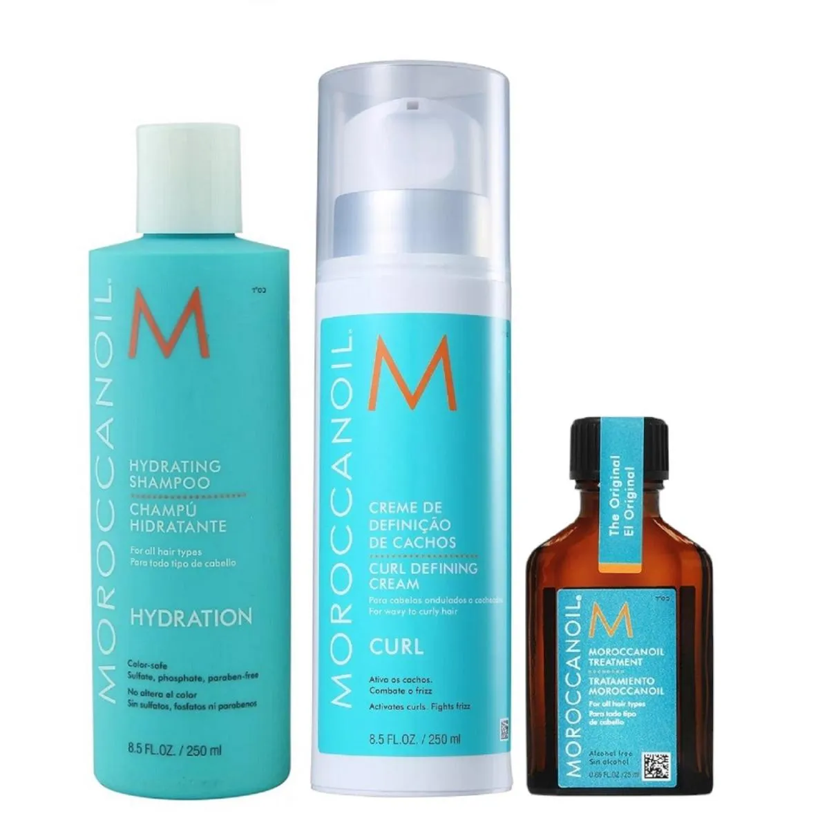 KIT MOROCCANOIL HYDRATING - SHAMPOO 250ML + CURL DEFINING 250ML + ÓLEO 25ML