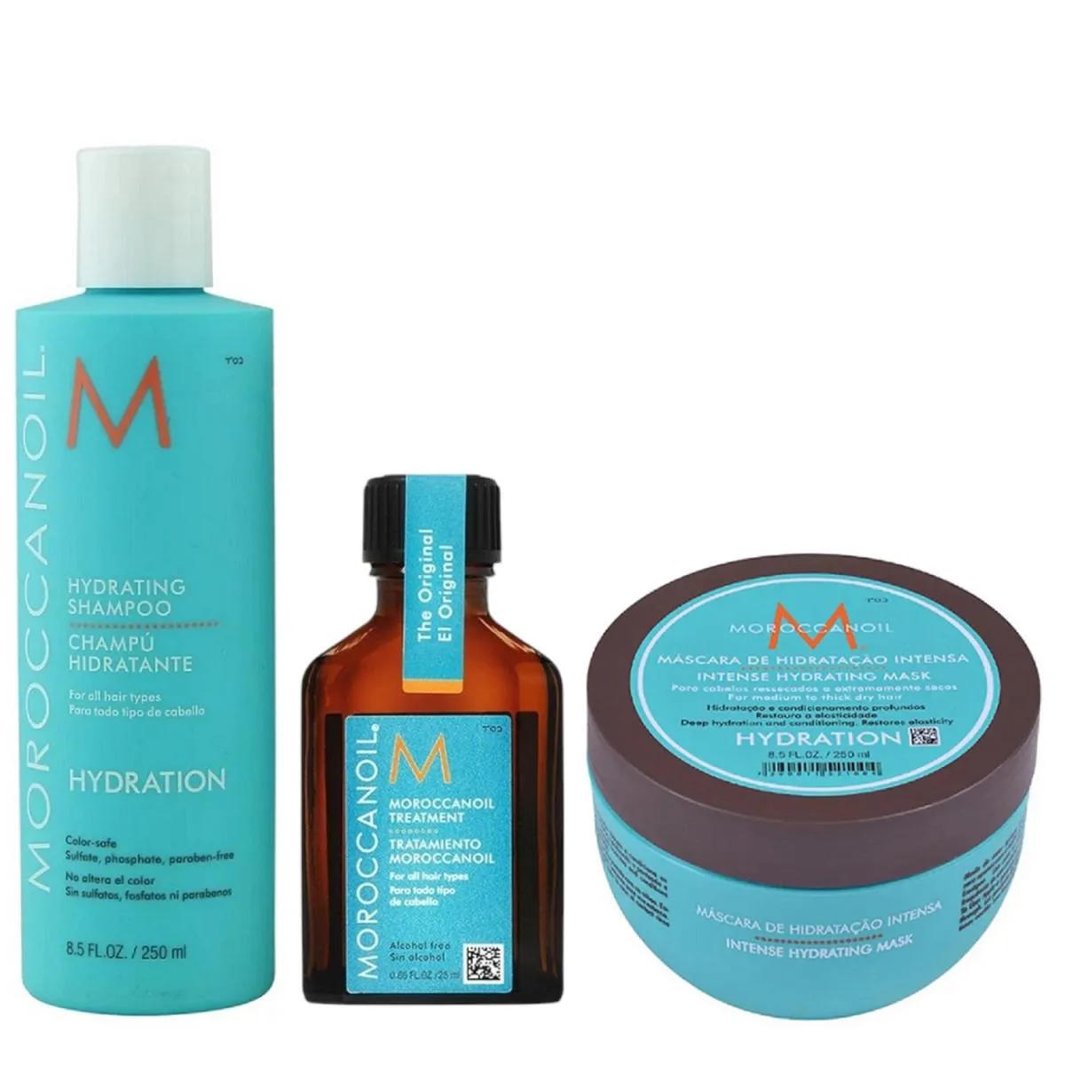 KIT MOROCCANOIL HYDRATING - SHAMPOO 250ML + MáSCARA 250G + ÓLEO 25ML