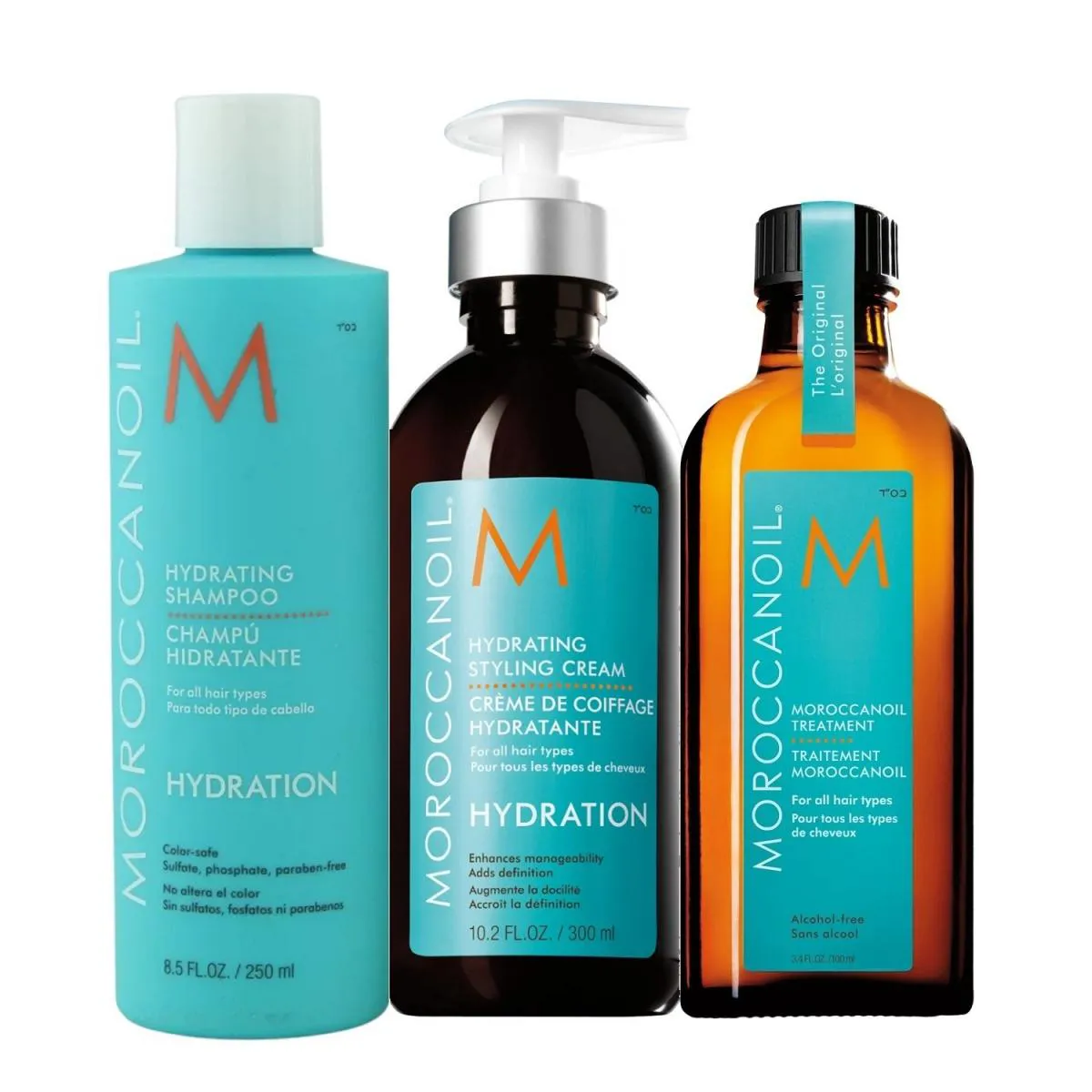 KIT MOROCCANOIL HYDRATING - SHAMPOO 250ML + STYLING CREAM 300ML + ÓLEO 100ML