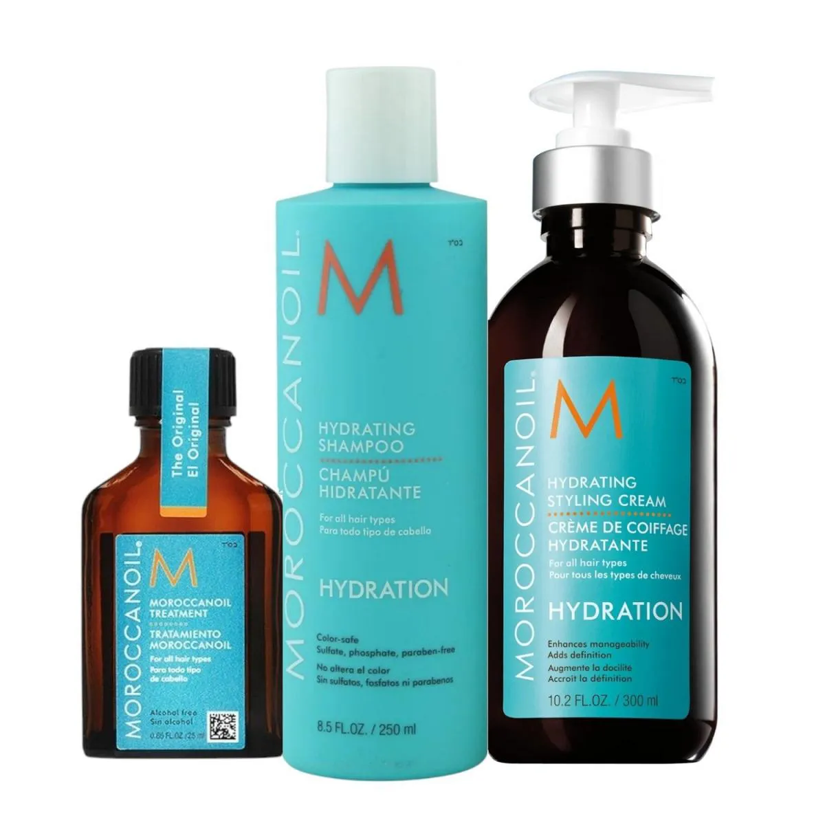 KIT MOROCCANOIL HYDRATING - SHAMPOO 250ML + STYLING CREAM 300ML + ÓLEO 25ML