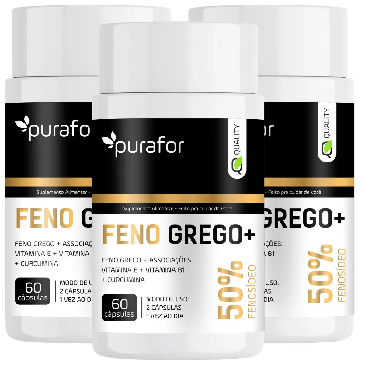3 FENO GREGO 60CAPS - PURAFOR QUALITY Neutro