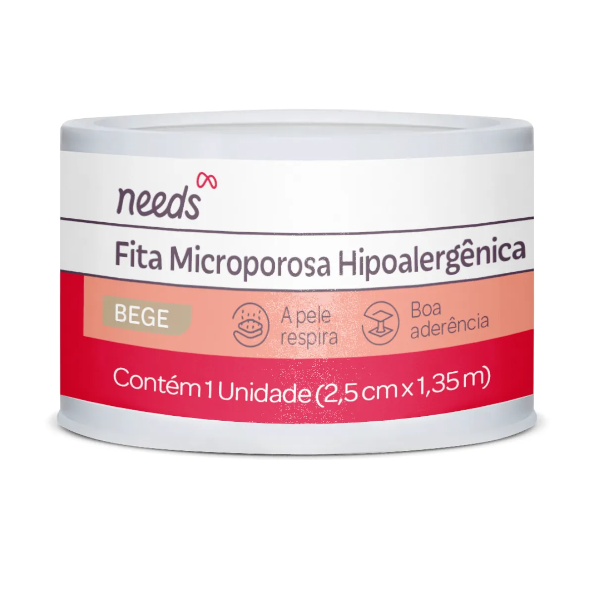 Fita Microporosa Needs Bege 1 Unidade 2,5cm x 1,35m