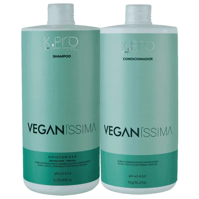 KIT K.PRO VEGANíSSIMA - SHAMPOO MOISTURIZER 1KG + CONDICIONADOR 1KG