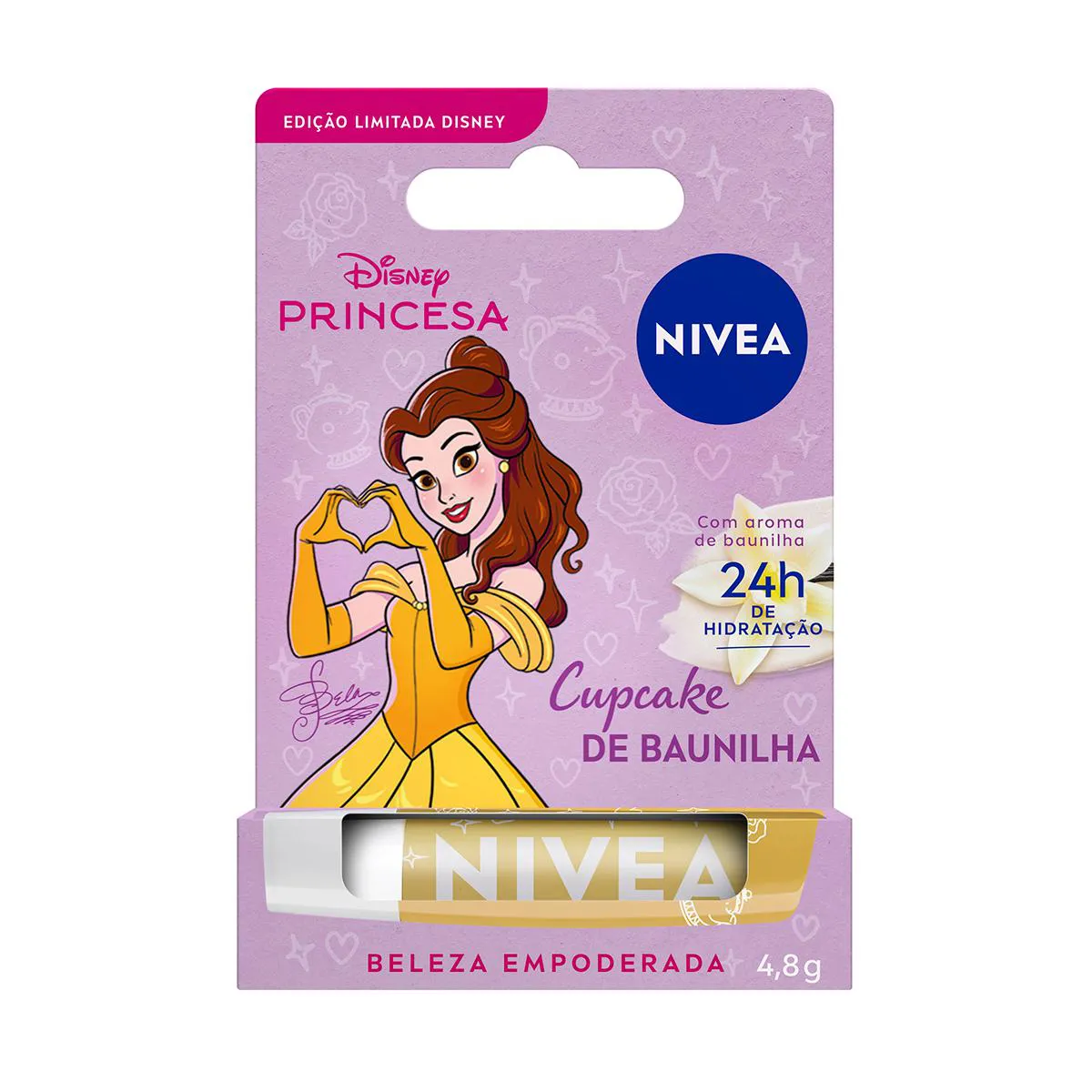 Hidratante Labial Nivea Disney Princesa Bela Cupcake de Baunilha 4,8g