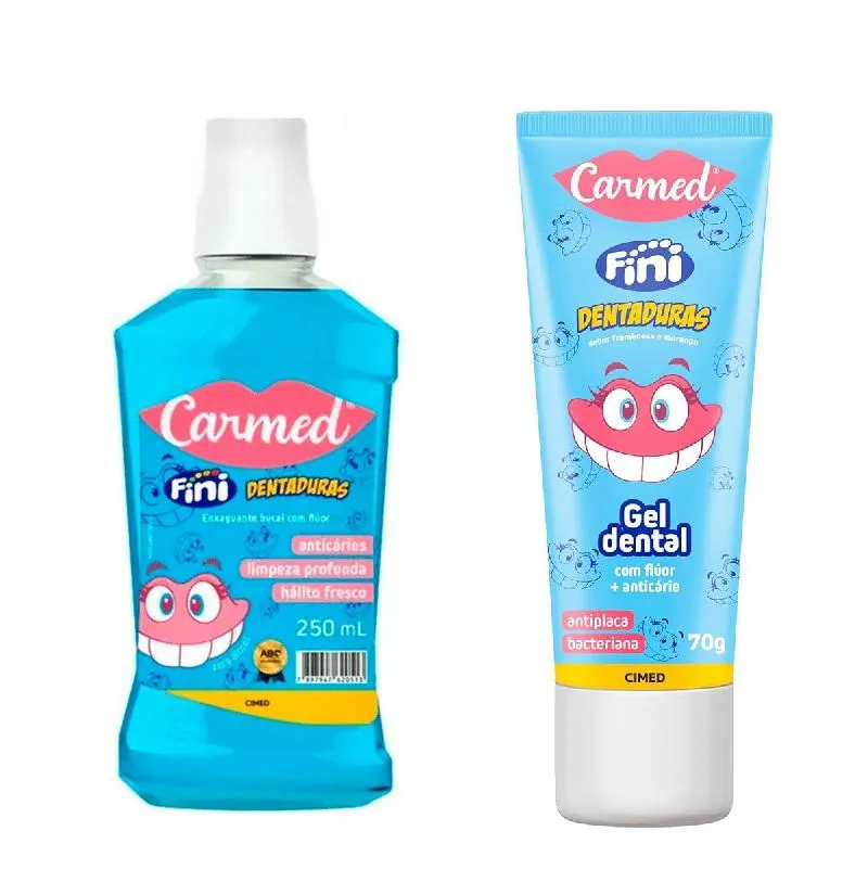 ENXAGUANTE BUCAL 250ML + GEL 70G CARMED FINI DENTADURAS
