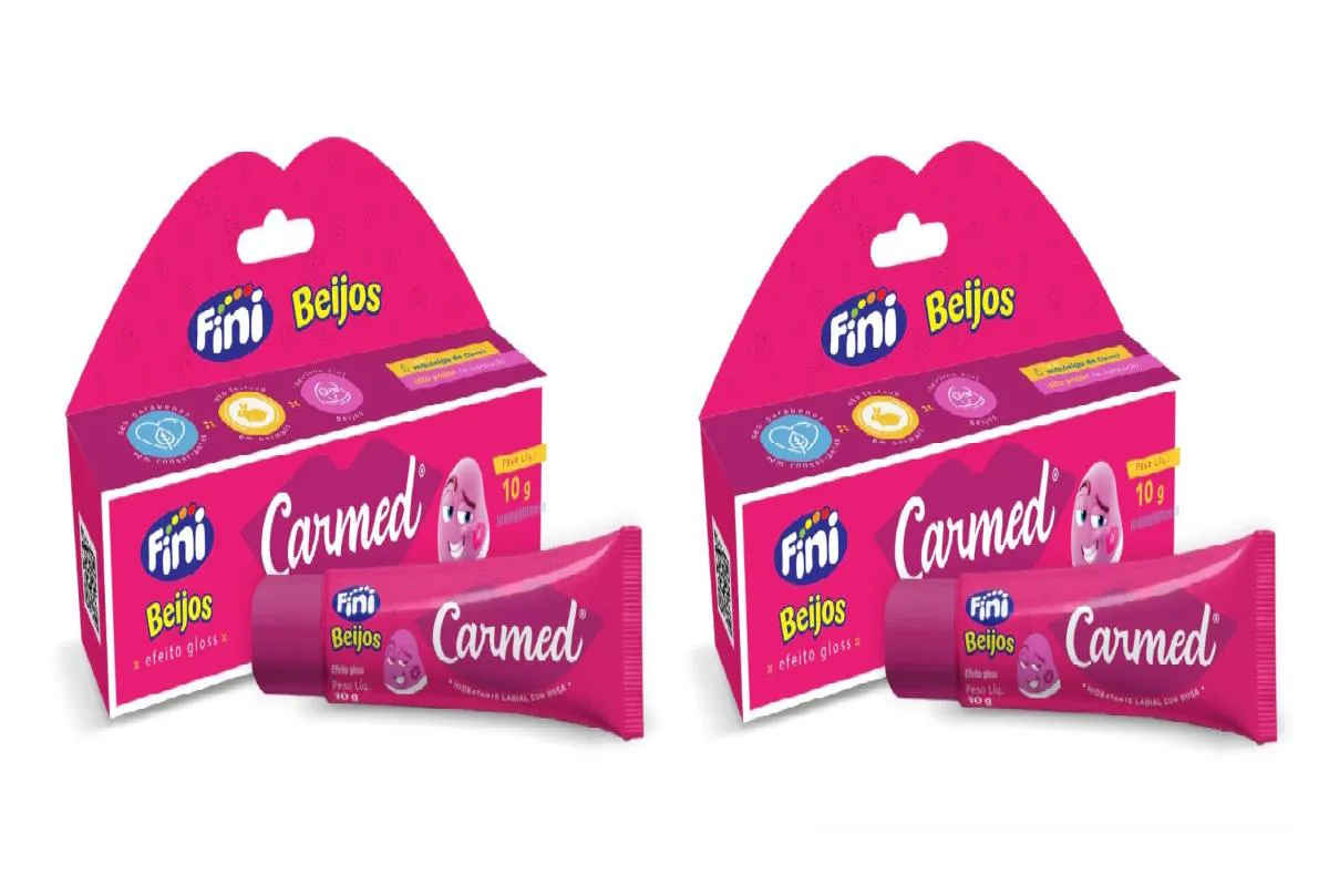 KIT 2 CARMED FINI BEIJOS HIDRATANTE LABIAL EFEITO GLOSS 10G