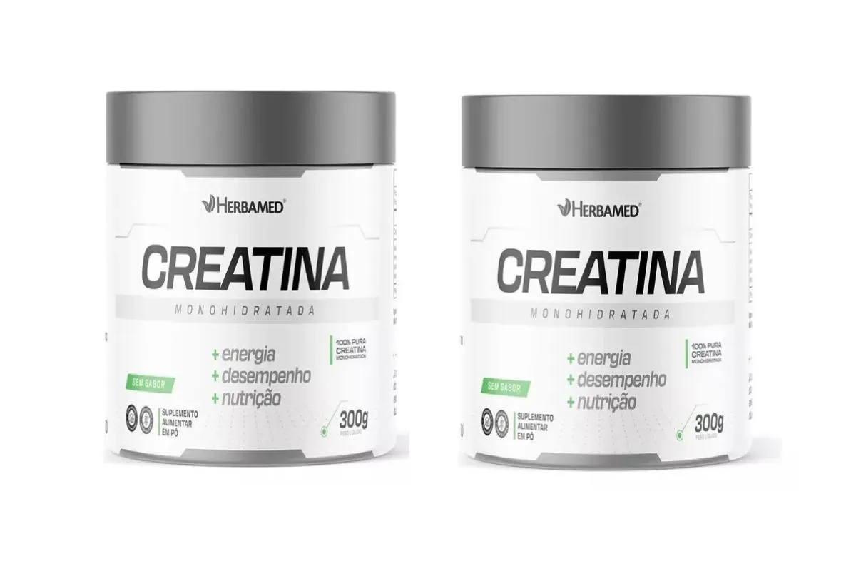 KIT 2 CREATINA MONOHIDRATADA HERBAMED 100% PURA 300G