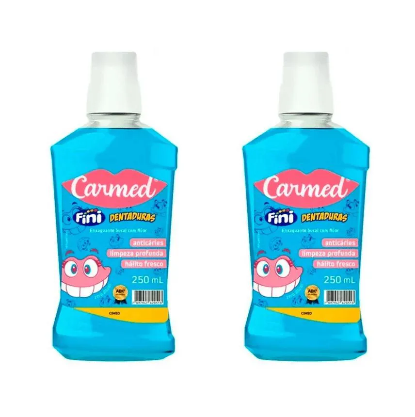 KIT 2 ENXAGUANTE BUCAL CARMED FINI DENTADURAS 250ML