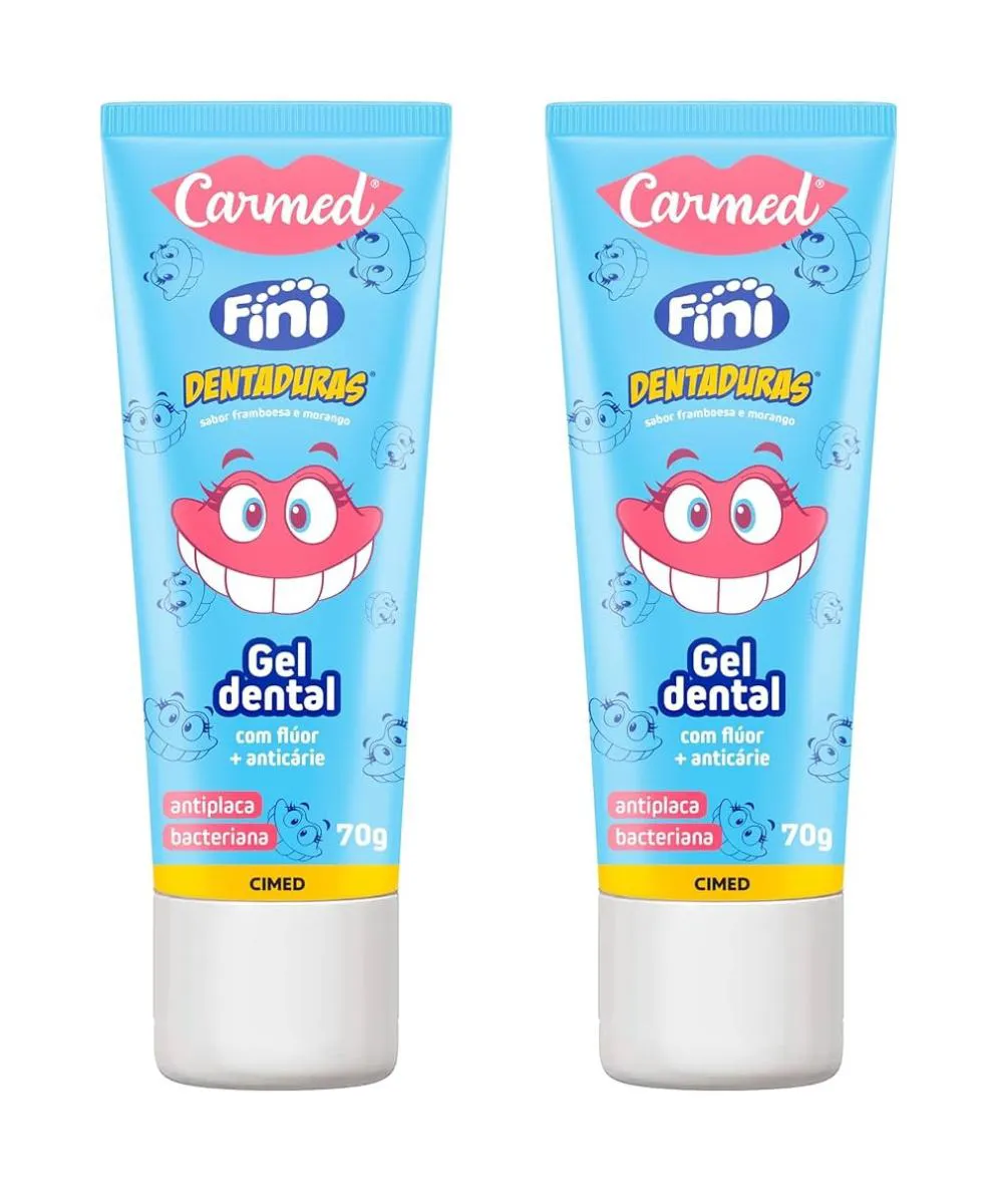 KIT 2 GEL DENTAL CARMED FINI DENTADURAS 70G