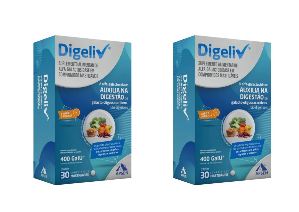 KIT 2 SUPLEMENTO APSEN DIGELIV 400 GAUI DIGESTãO 30CPS