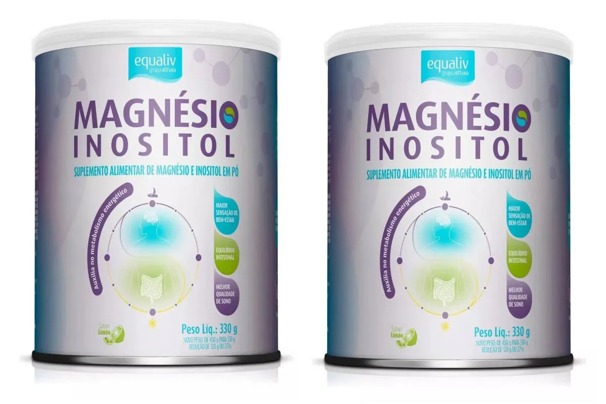KIT 2 SUPLEMENTO EQUALIV MAGNéSIO INOSITOL ANSIEDADE 330G