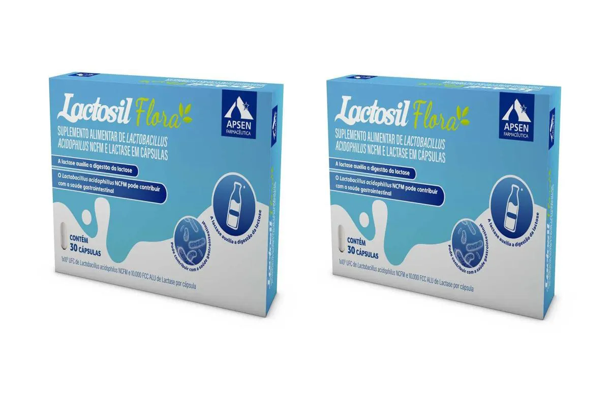 KIT 2 SUPLEMENTO LACTOSIL FLORA LACTASE 10000FCC 30CPS