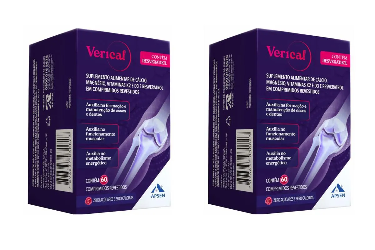 KIT 2 VERICAL CáLCIO RESVERATROL MAGNéSIO VIT K E D  60CP