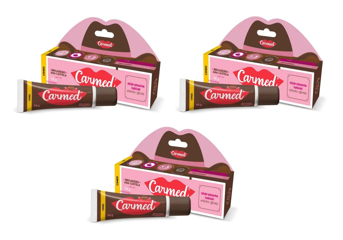 KIT 3 CARMED BRIGADEIRO ANA CASTELA HIDRATANTE LABIAL 10G