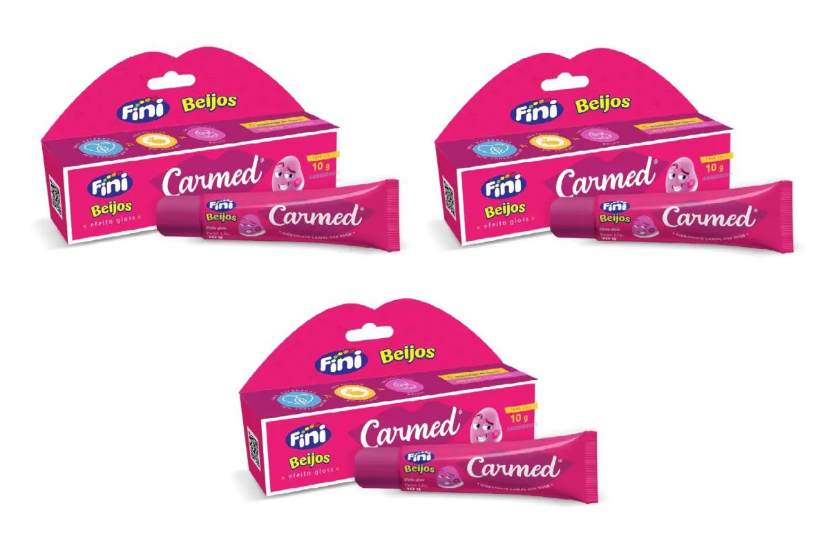 KIT 3 CARMED FINI BEIJOS HIDRATANTE LABIAL EFEITO GLOSS 10G