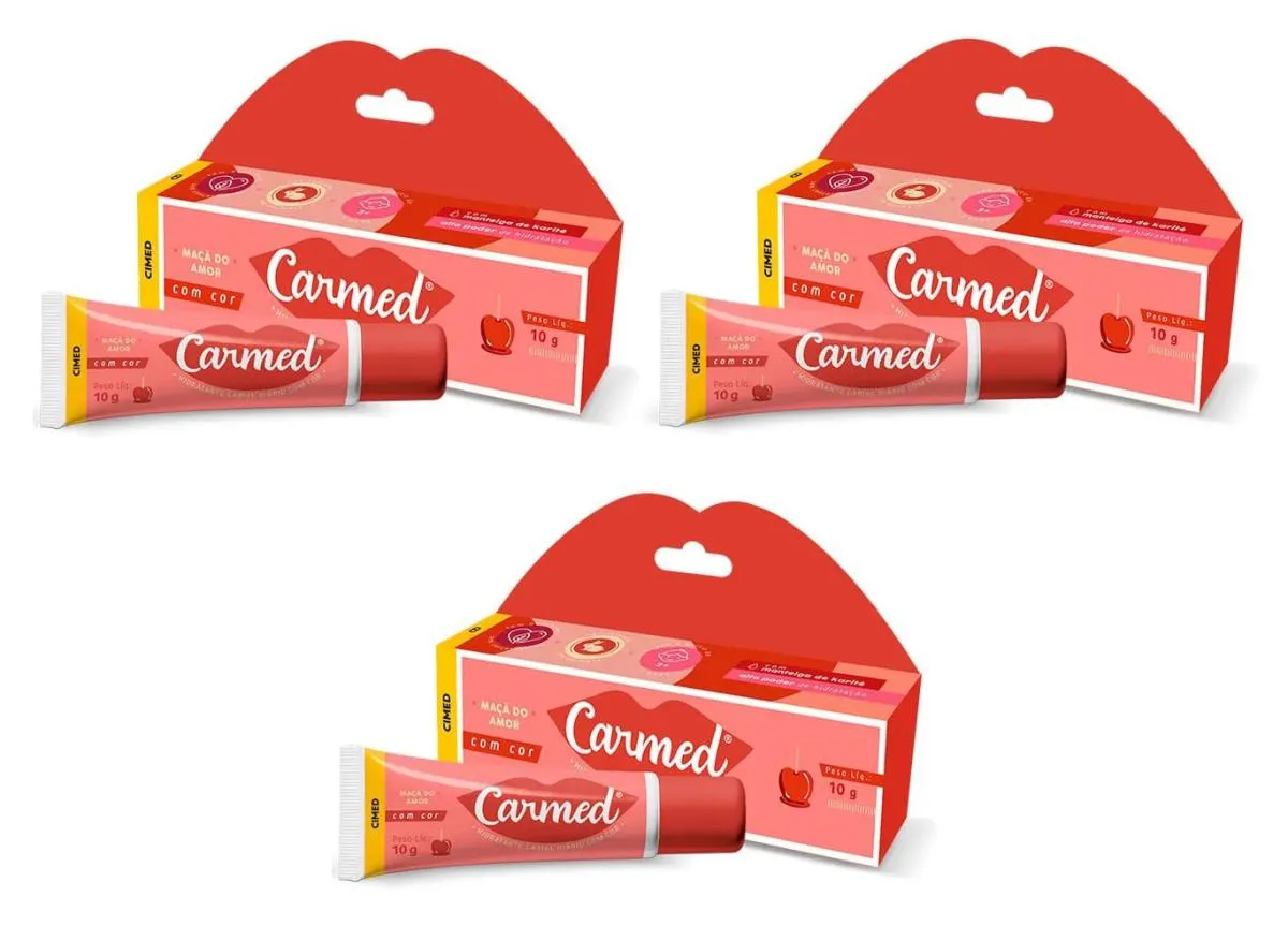 KIT 3 CARMED MAçã DO AMOR HIDRATANTE LABIAL 10G