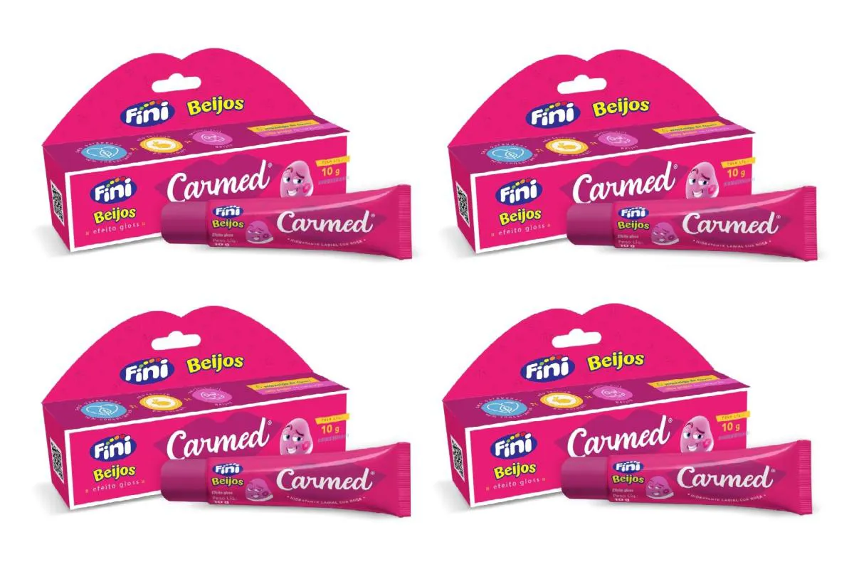 KIT 4 CARMED FINI BEIJOS HIDRATANTE LABIAL EFEITO GLOSS 10G