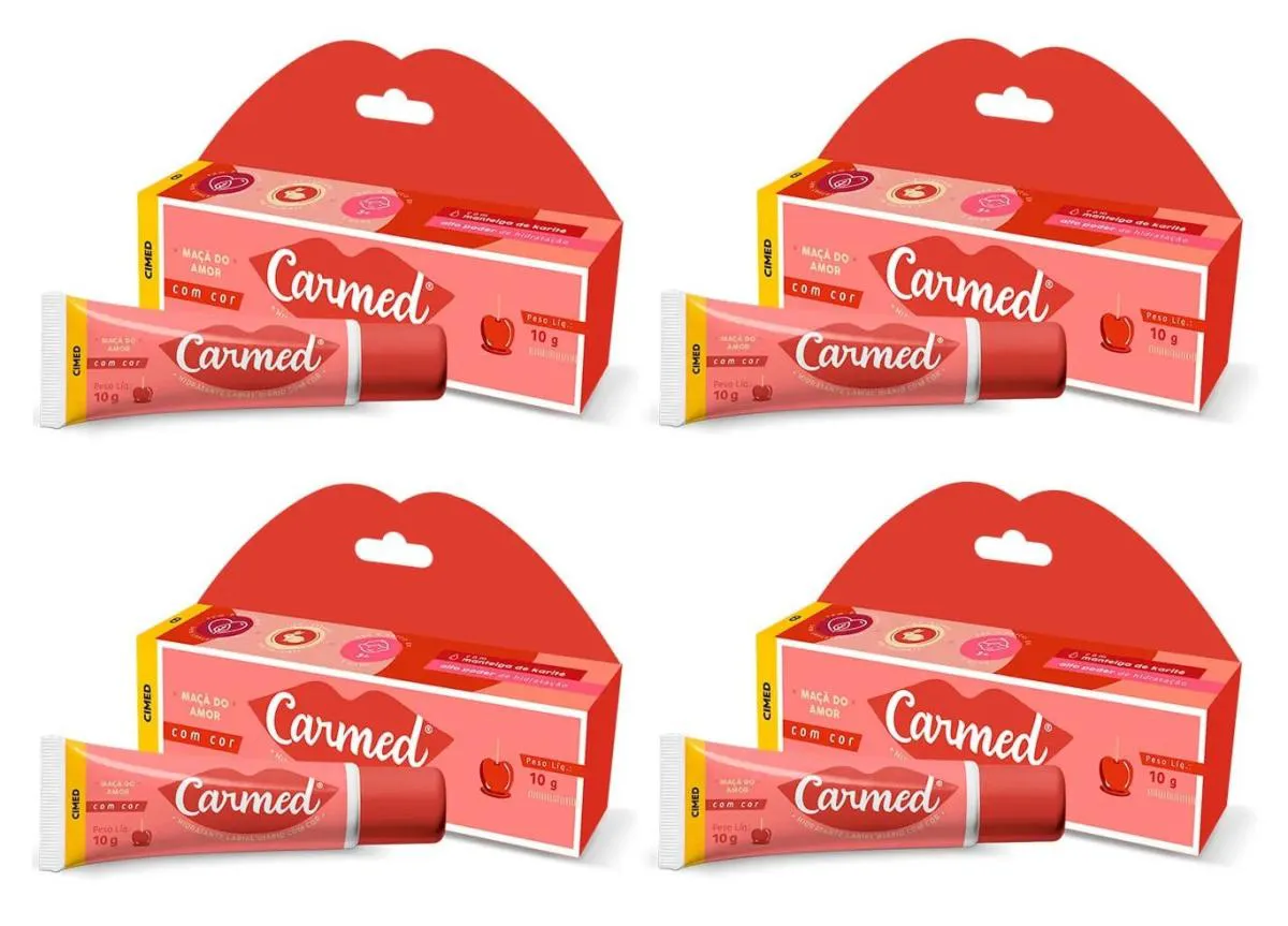 KIT 4 CARMED MAçã DO AMOR HIDRATANTE LABIAL 10G
