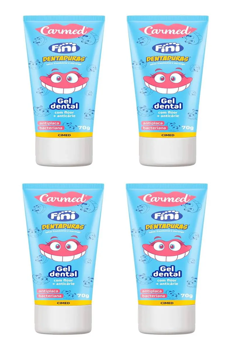 KIT 4 GEL DENTAL CARMED FINI DENTADURAS 70G