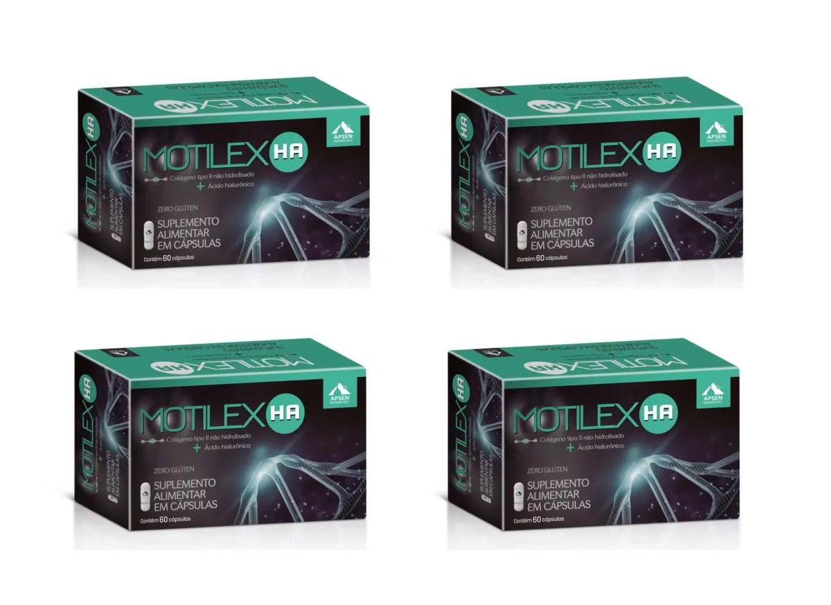 KIT 4 MOTILEX HA APSEN COLáGENO TIPO 2 + ÁCIDO  60CP