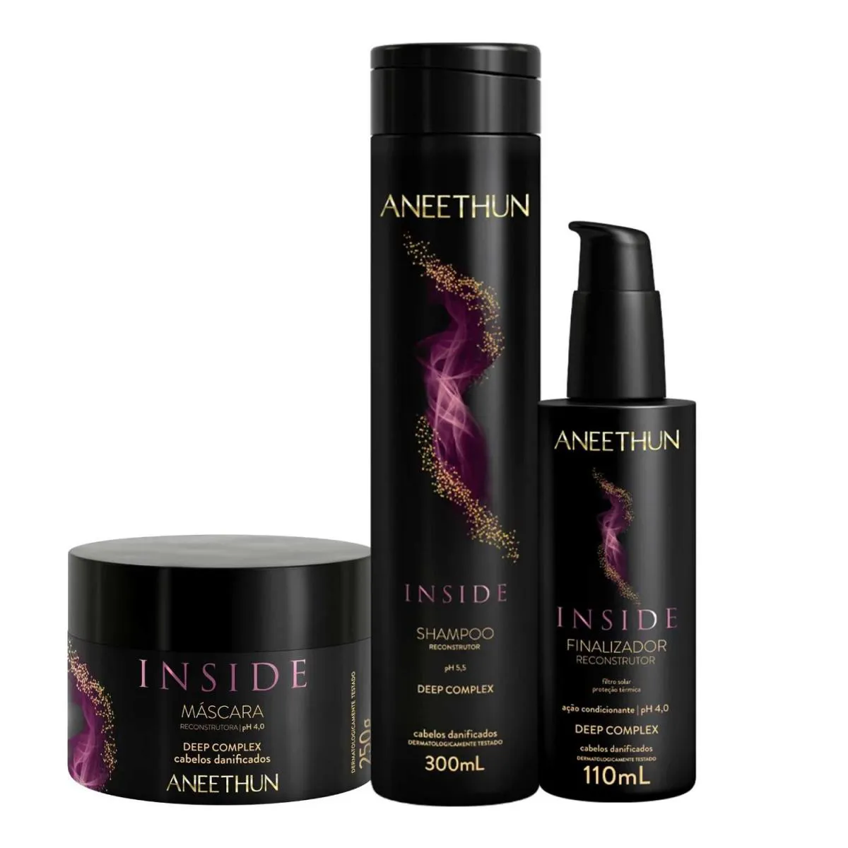 KIT ANEETHUN INSIDE - SHAMPOO 300ML + MáSCARA 250G + FINALIZADOR 110ML