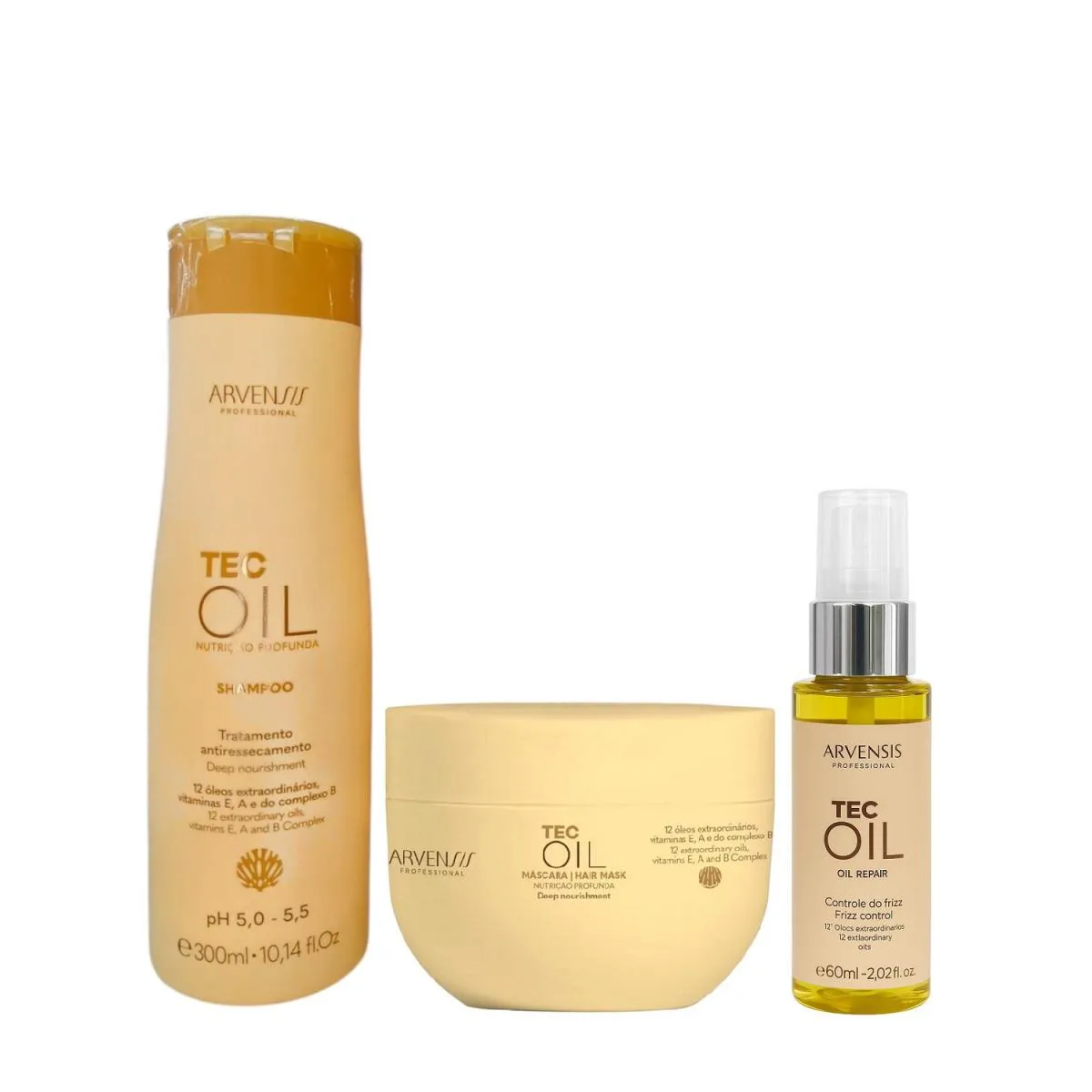 KIT ARVENSIS TEC OIL - SHAMPOO 300ML + MáSCARA 250G + ÓLEO REPARADOR 60ML