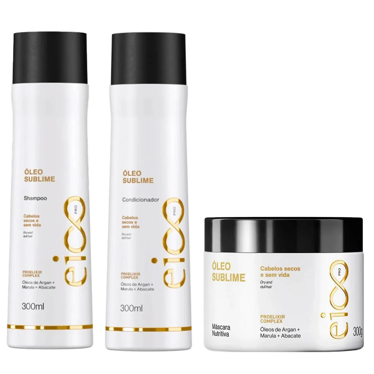 KIT EICO PRO ÓLEO SUBLIME - SHAMPOO 300ML + CONDICIONADOR 300ML + MáSCARA 300G