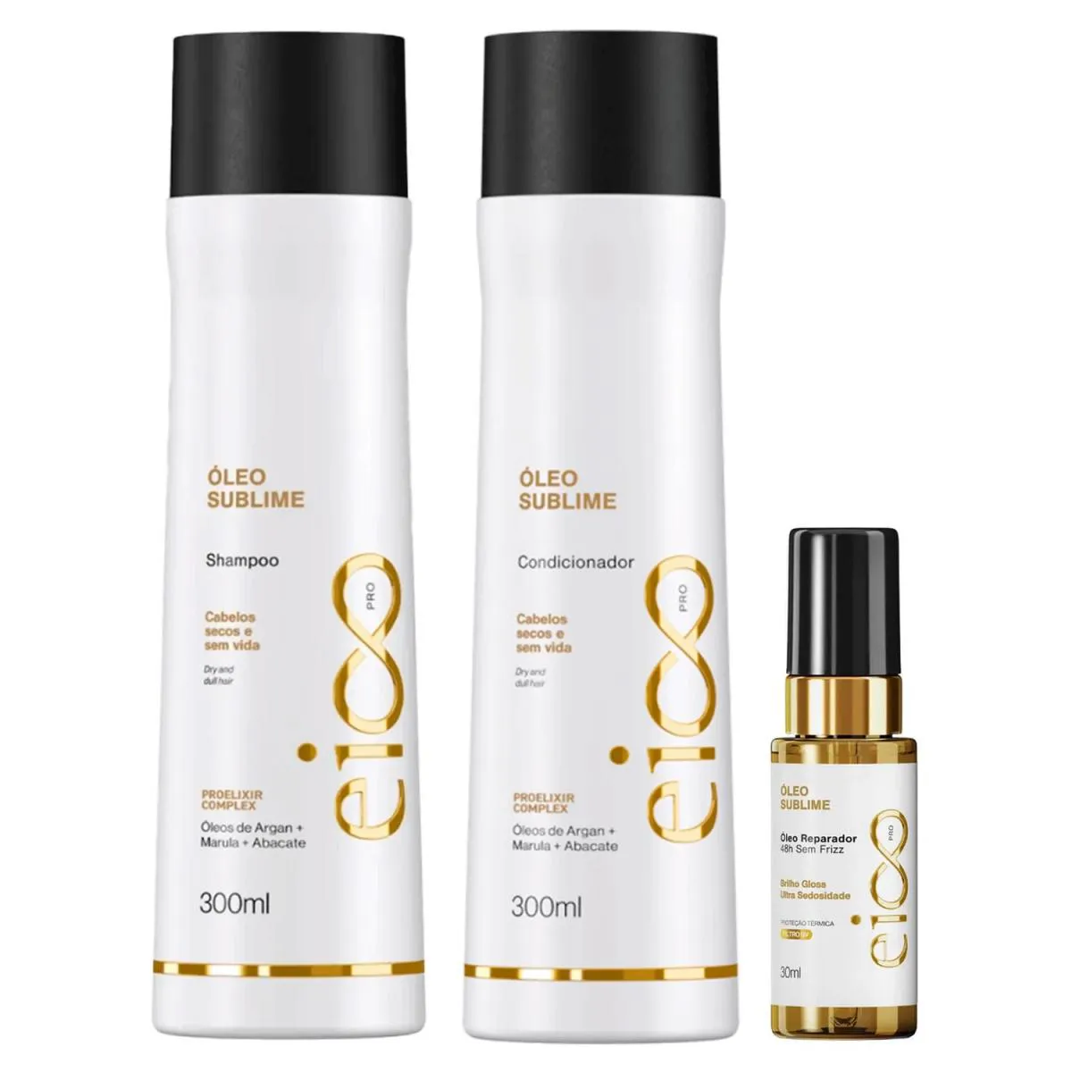 KIT EICO PRO ÓLEO SUBLIME - SHAMPOO 300ML + CONDICIONADOR 300ML + ÓLEO 30ML