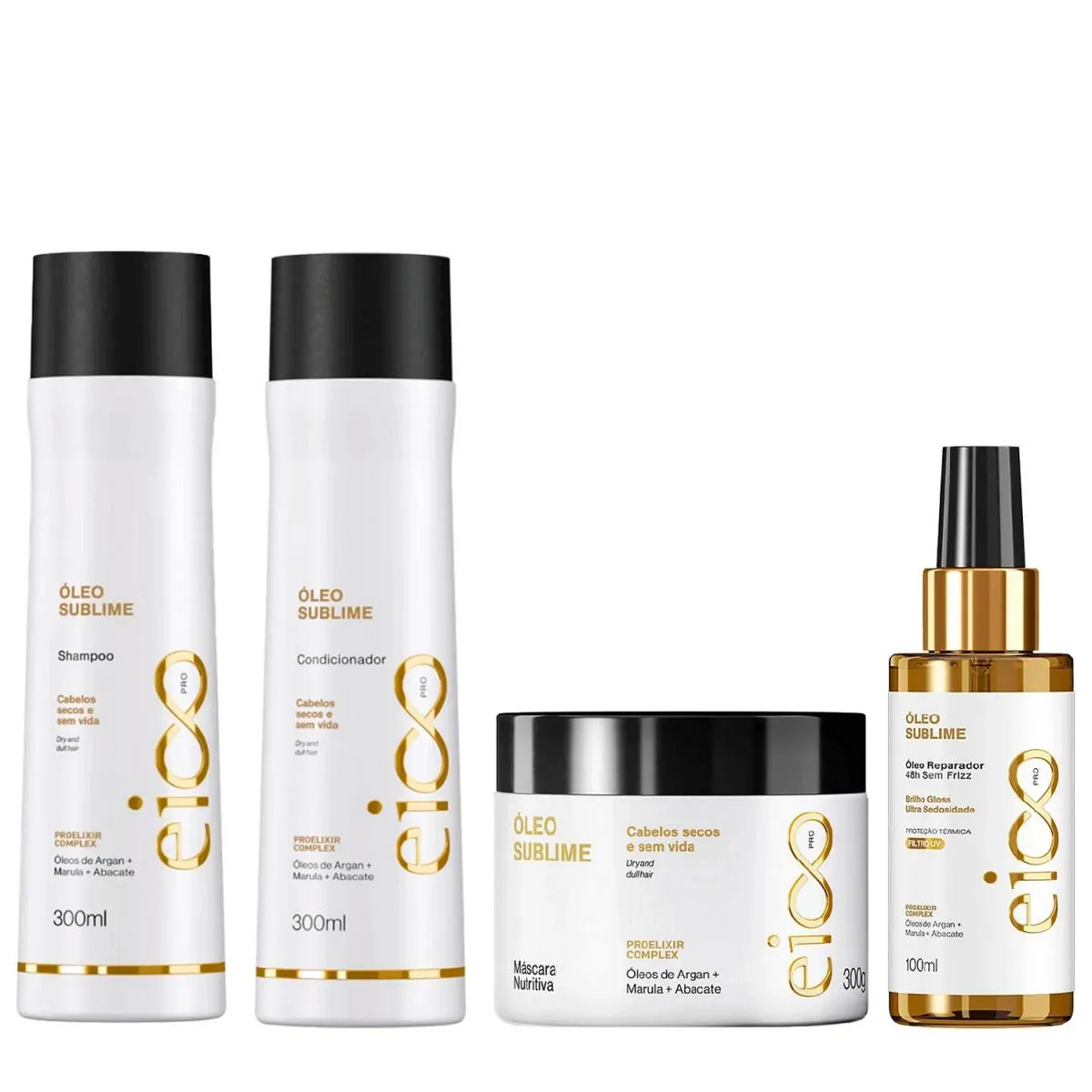 KIT EICO PRO ÓLEO SUBLIME - SHAMPOO 300ML + CONDICIONADOR 300ML+ MáSCARA 300G + ÓLEO 100ML