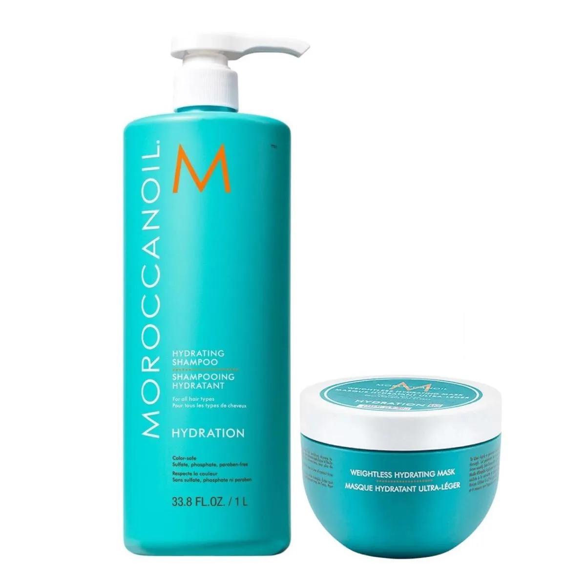 KIT MOROCCANOIL HYDRATING - SHAMPOO 1L + MáSCARA WEIGHTLESS 250ML