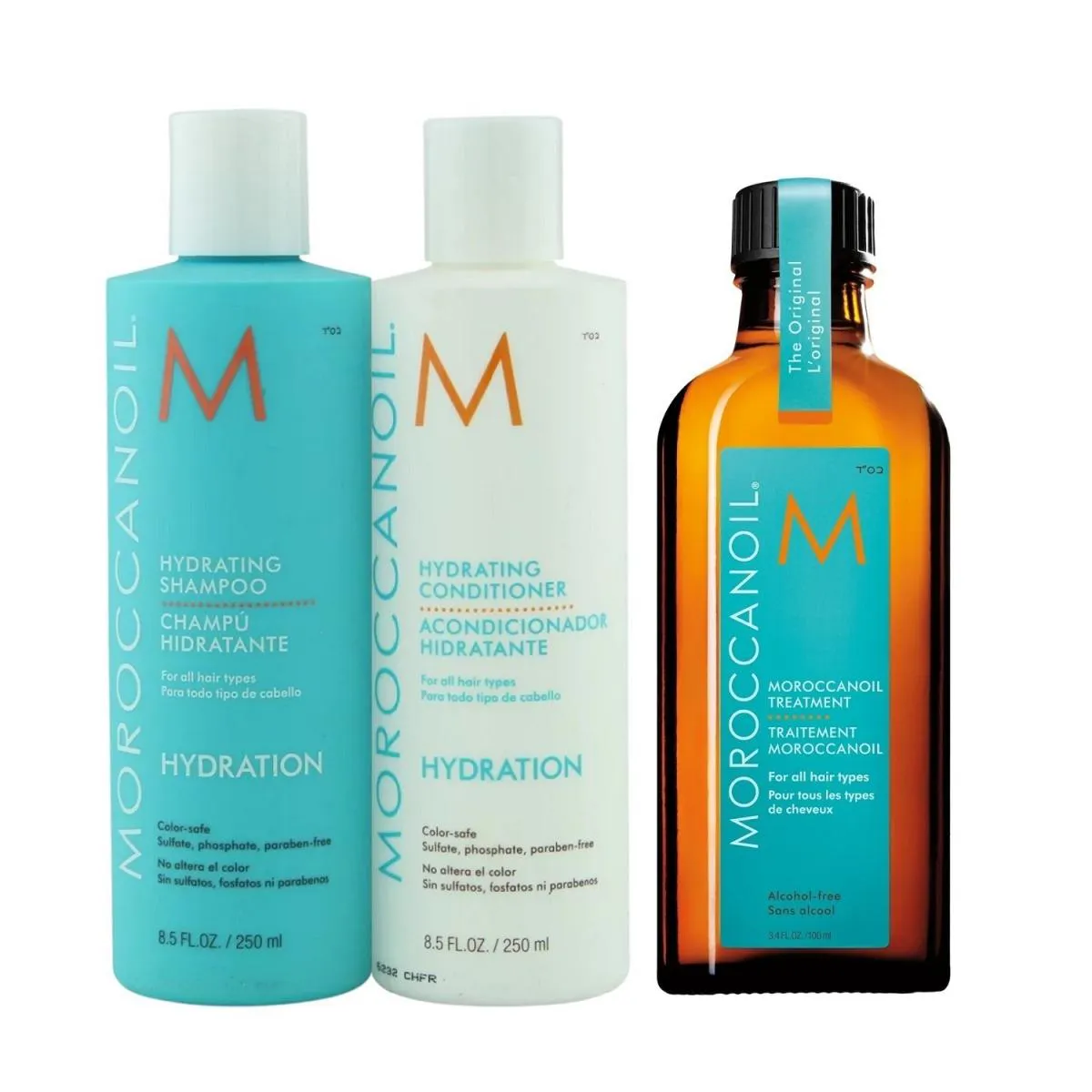 KIT MOROCCANOIL HYDRATING - SHAMPOO 250ML + CONDICIONADOR 250ML + ÓLEO 100ML