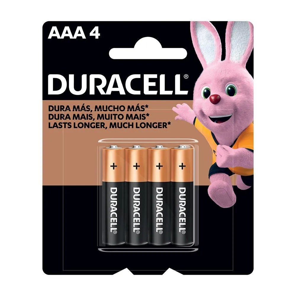 PILHA DURACELL ALCALINA PALITO AAA - EMBALAGEM COM 4 UNIDADES