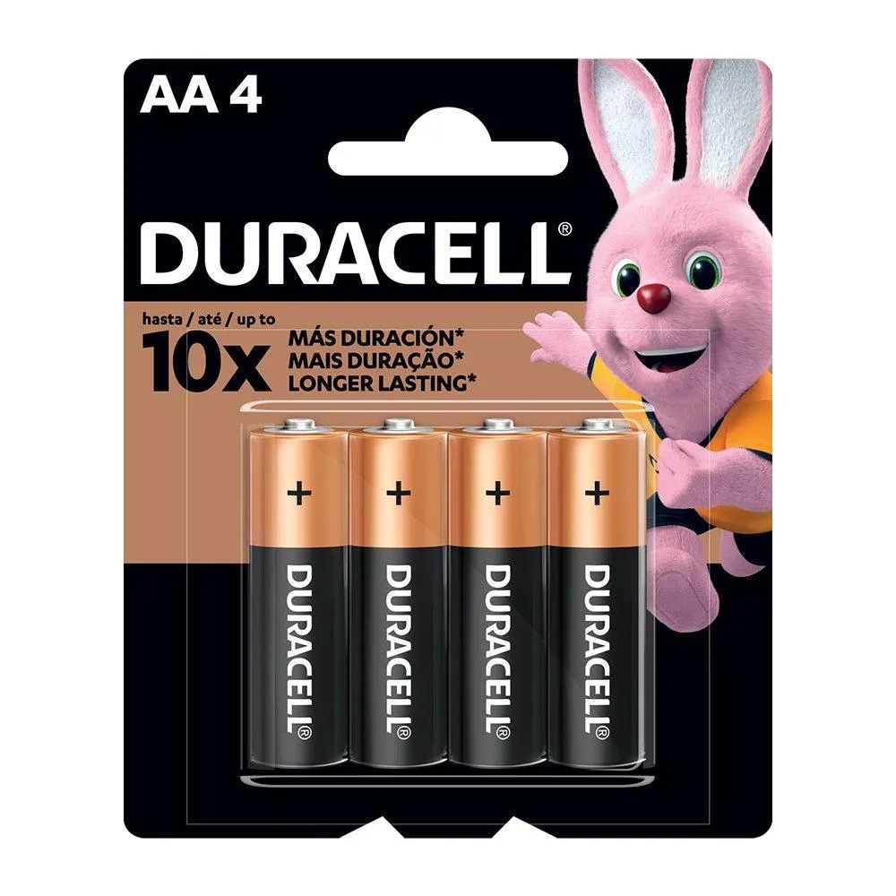PILHA DURACELL ALCALINA PEQUENA AA - EMBALAGEM COM 4 UNIDADES