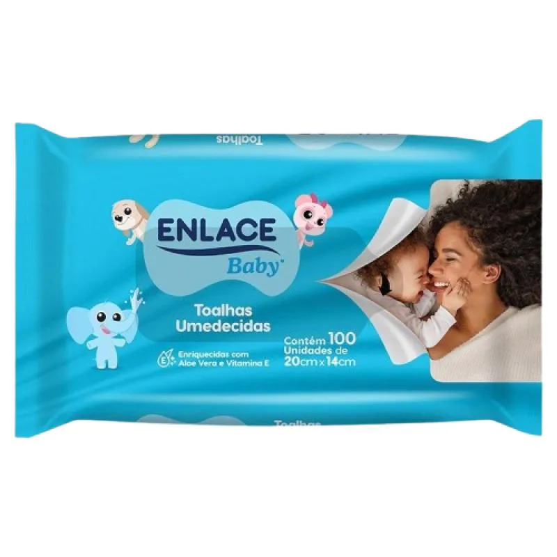 TOALHAS UMEDECIDAS ENLACE - EMBALAGEM COM 100 UNIDADES