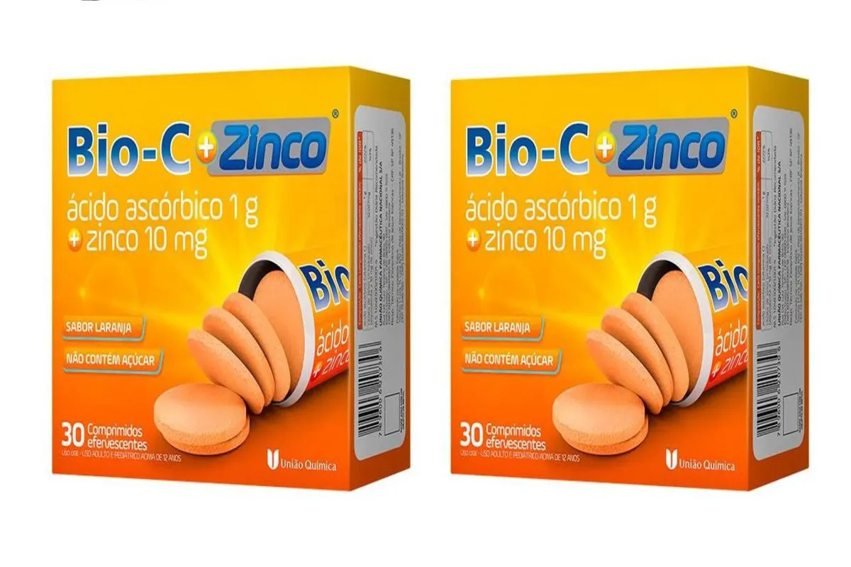 KIT 2 VITAMINA C 1G + ZINCO BIO-C IMUNIDADE  EFERVESCENTES