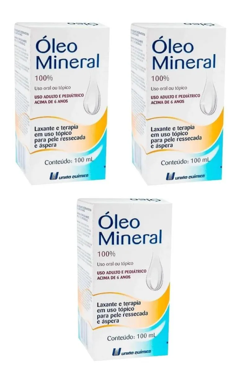 KIT 3 ÓLEO MINERAL UNIãO QUíMICA RESSECADA E ÁSPERA 100ML
