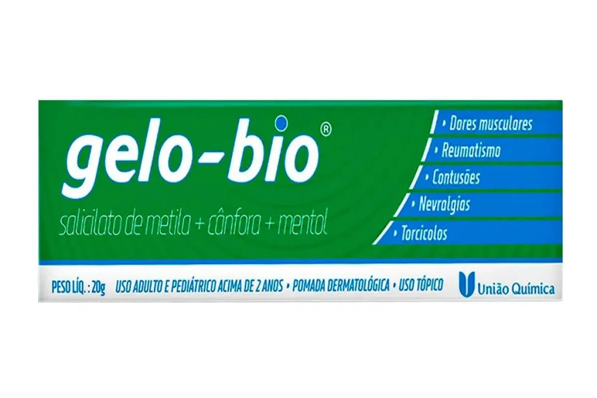 POMADA GELO-BIO UNIãO QUíMICA ALíVIO DORES E CONTUSõES 20G