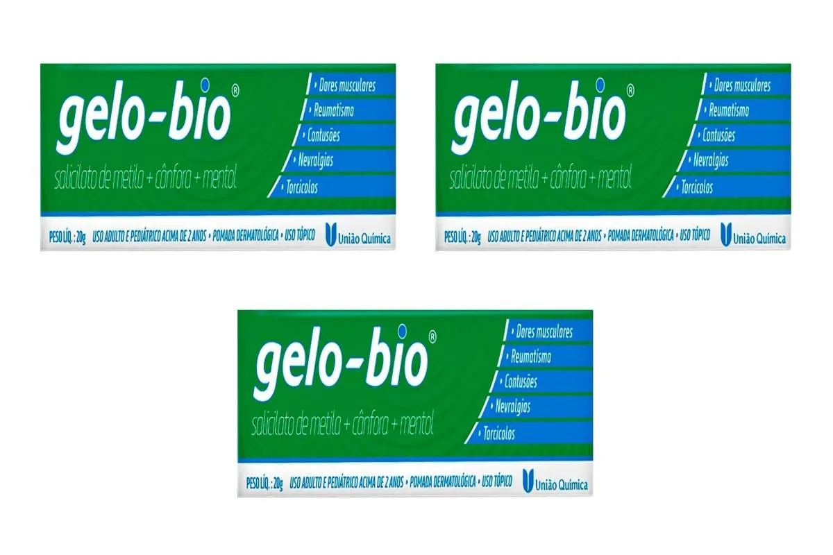 KIT 3 POMADA GELO-BIO UNIãO QUíMICA ALíVIO DORES  20G