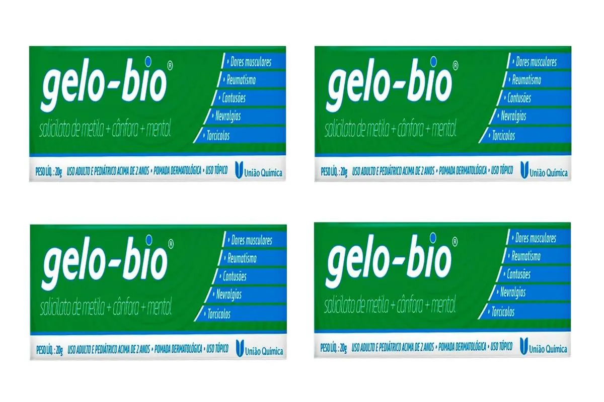 KIT 4 POMADA GELO-BIO UNIãO QUíMICA ALíVIO DORES 20G