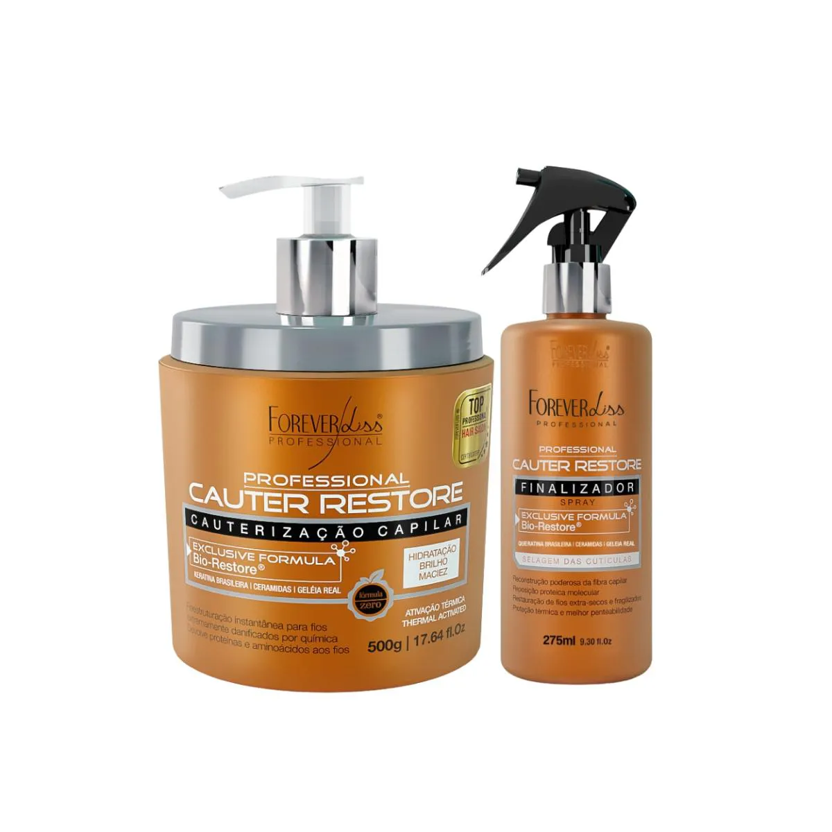 KIT MáSCARA CAPILAR SPRAY CAUTERIZAçãO HIDRATA FOREVER LISS