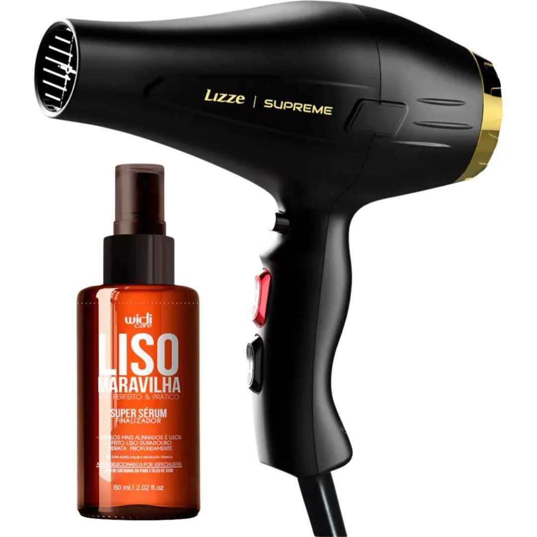 KIT SECADOR LIZZE SUPREME 127V + SéRUM WIDI LISO MARAVILHA