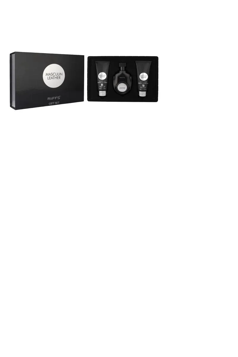 KIT RIIFFS MASCULIN LEATHER EDP POUR HOMME 100ML + SHOWER GEL 100ML + BODY LOTION 100ML