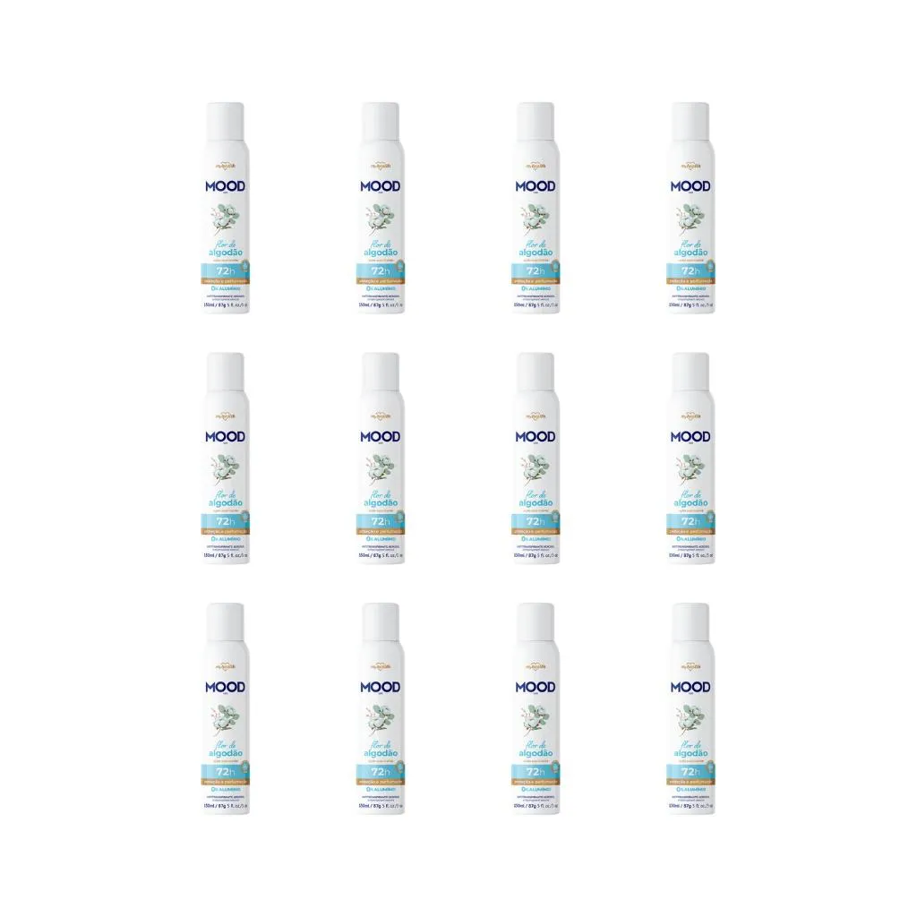 DESODORANTE AERO MOOD 150ML 0% ALUMINIO FLOR DE ALGODAO-12UN