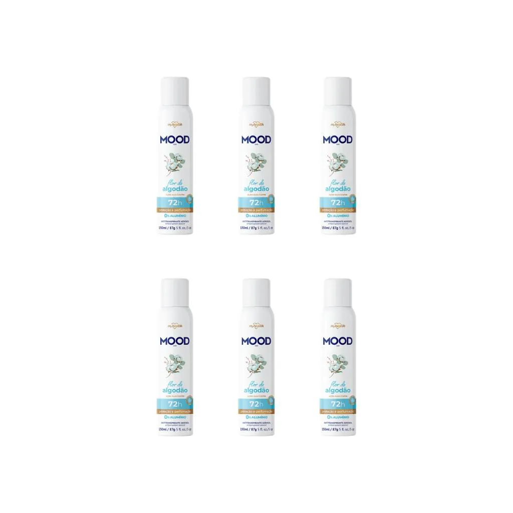DESODORANTE AERO MOOD 150ML 0% ALUMINIO FLOR DE ALGODAO-6UN