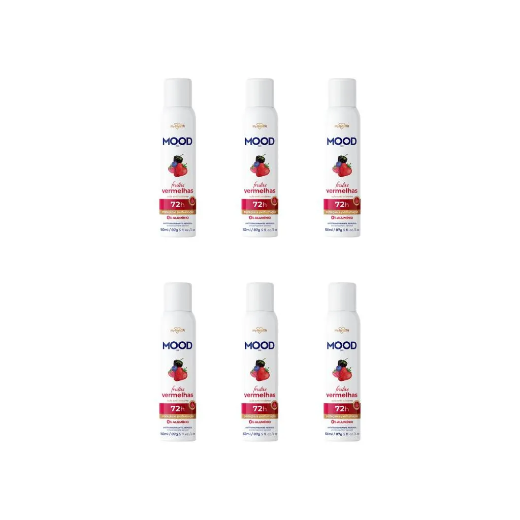 DESODORANTE AERO MOOD 150ML 0% ALUMINIO FRUTAS VERMELHAS-6UN